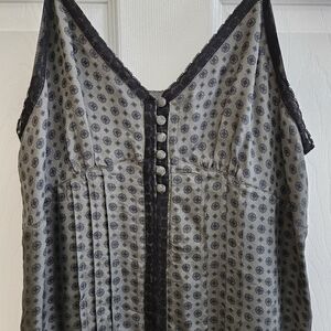 Paul & Joe 42 US 12 Slip Dress Gray Black France Baby Doll